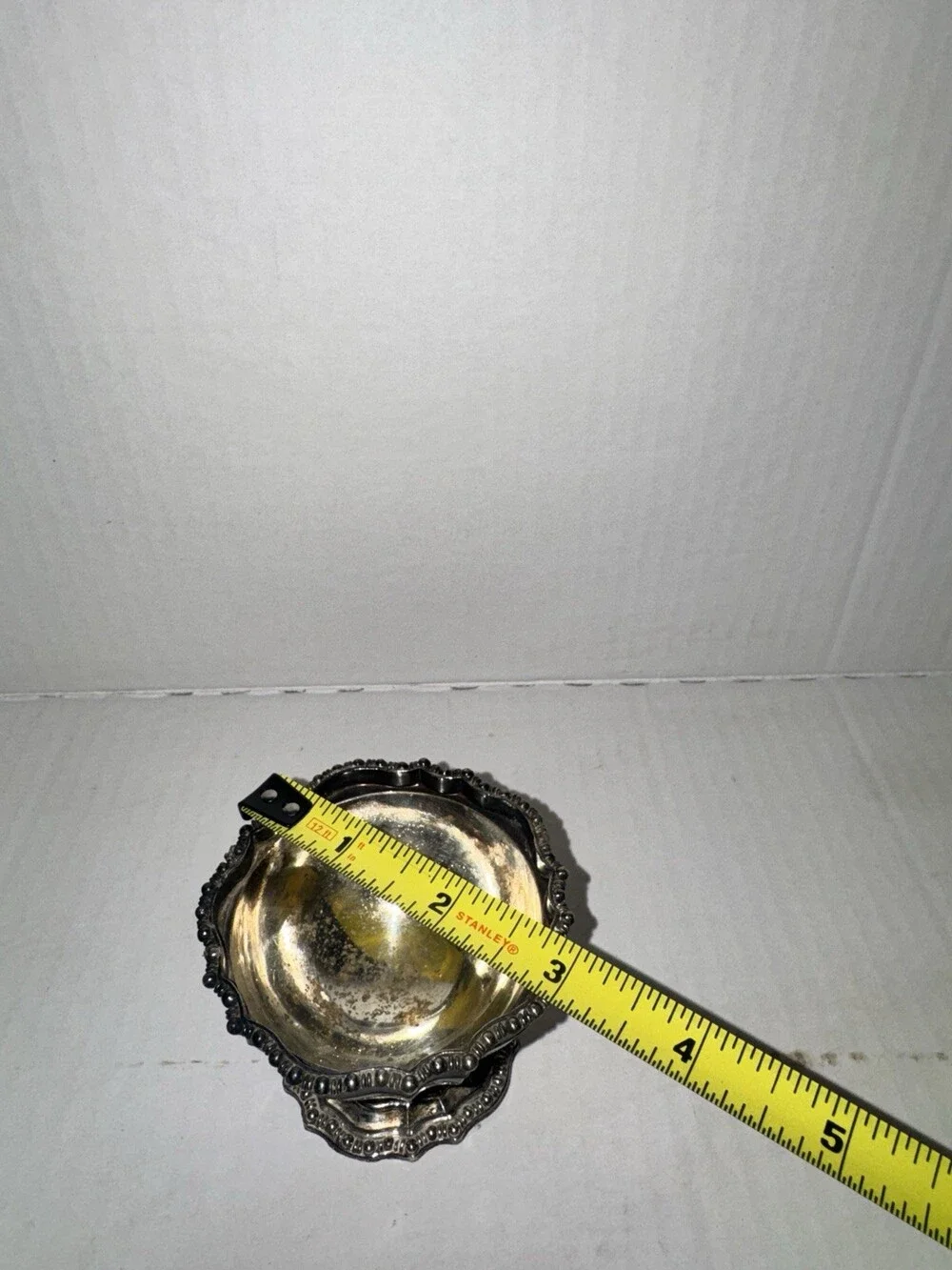 Vintage Silverplate Pedestal Salt Cellar Open Dish Scalloped Edge